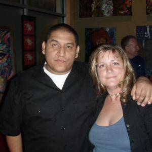 Filmmaker Elizabeth Anne with GrindTime NOWs Joshua Madd Illz Carasco at the Speeping Moon Cafe for 2011 In Curses Album Fundraiser