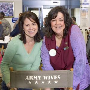 Carla Christina Contreras and Terri Minton on the set of Army Wives