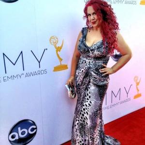 Actress Fileena Bahris at the 2012 prime time Emmy Awards Red Carpet