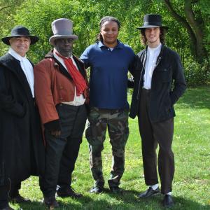 From left actors Fran Pultro, William Bryant, dir. Thomas Phillips, Christian Ericksen on the set of 