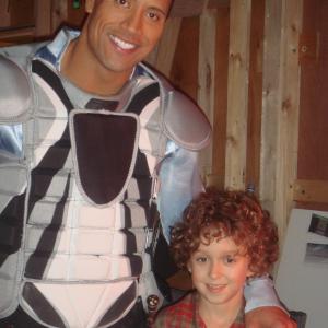 The Rock Dwayne Johnson and Darien Provost on the Tooth Fairy Set 2009