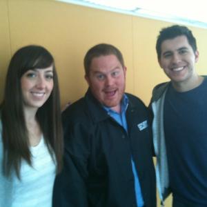Sarah, Casey and David on the set of College Humors web series Full Benefits
