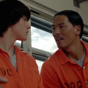 Still of Joel Courtney and Rich Ting in The Messengers (2015)