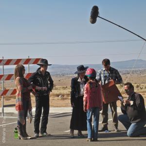 Behind the Scenes of American Girl Saige Paints The Sky from Left to Right Laurel Harris Omar Paz Trujillo Jane Seymour Sidney Fullmer Kerr Smith and Director Vince Marcello