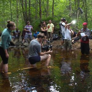 The cast and crew of The Answer on location in Vermont