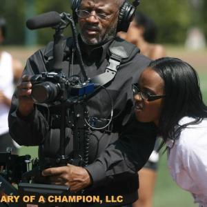 Director Ingeborg C. Eiland with Actress Claudia Jordan on set of Diary of a Champion | Episode 6 | Level Playing Field