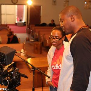 Director Ingeborg C Eiland on set of Conflicted the movie with DP Geno Brooks and Actress Marlo Stroud