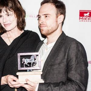 Jordon Hodges and Saxon Trainor at the 2014 Milan International Film Festival Awards winning Best Ensemble for Sand Castles
