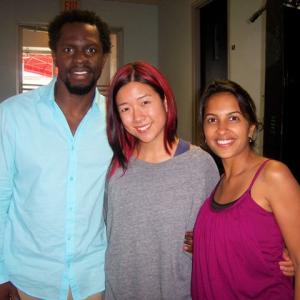 From the film Red Actors Gbenga Akinnagbe and Amy Chang with director Shalini Kantayya