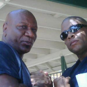 on set of Caged Animal with Ving Rhames