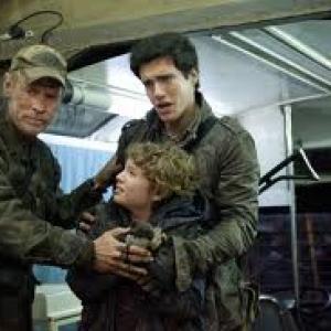 Maxim with Drew Roy and Will Patton on the set of Falling Skies Season 2