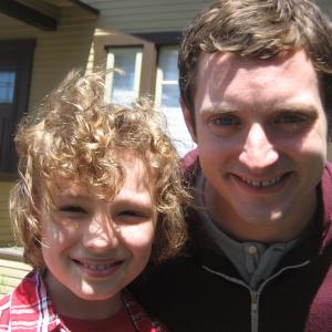 Maxim with Elijah Wood on the set of Wilfred