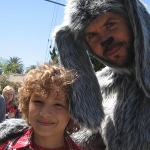 Maxim with Jason Gann on the set of Wilfred
