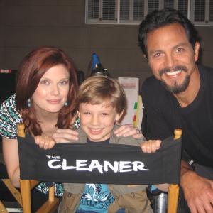 Max with Miss Amy PriceFrancis and Mr Benjamin Bratt on the set of The Cleaner