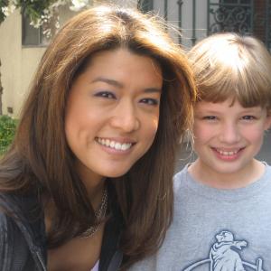 Max with Miss Grace Park on the set of The Cleaner