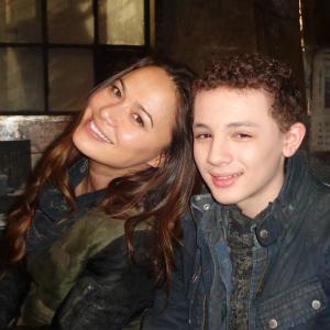With Moon Bloodgood on the Set of Falling Skies