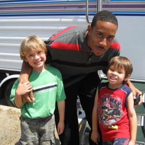 Max with Mr. Ludacris, and little brother Logan, taken during BALL DON'T LIE shoot