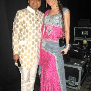 Mandalay Bay Las Vegas  Hollywood meets Bollywood show ANJEZA and cosinger Parthiv Gohil behind the stage getting ready for second Act June 4th 2011 Makeup Angela January