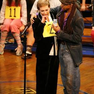 Actor Derrick Baskin with Julie Andrews in Broadways The 25th Annual Putnam Country Spelling Bee playing Mitch Mahoney comfort counselor
