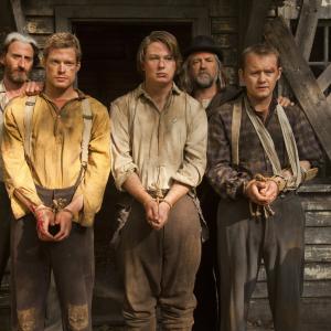 Still of Michael Jibson, Greg Patmore, Andy Gathergood, Tyler Jackson and Sam Reid in Hatfields & McCoys (2012)