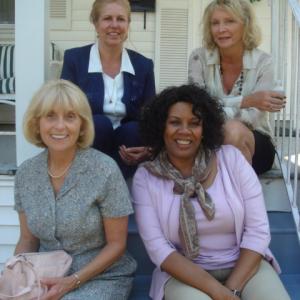 On set For One More Day top left Kimberly in role as family member of Ellen Burstyn with other actors for birthday scene