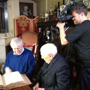 Lyulph Lubbock and his father Eric Lubbock, 4th Barron Avebury, filming in Andrew's home with the BBC.