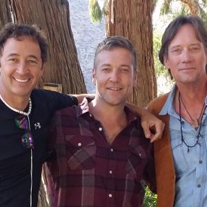 Jack Campbell on set of Asomatous with Director Harvey Lowry and cast mate Kevin Sorbo