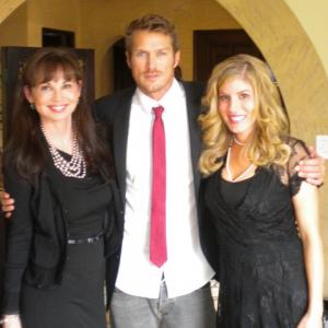 Jason Lewis with Rebecca Zamolo and Alena Mekelburg on the set of Funny Or Die