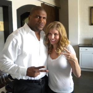 Rampage Jackson and Rebecca Zamolo on the set of Funny Or Die