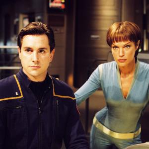 Still Promo shot for Star Trek Communicator Magazine of Evan English and Jolene Blalock on the set of Star Trek Enterprise