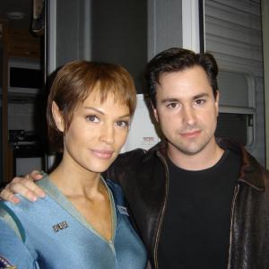 Evan English and Jolene Blalock on the set of Star Trek Enterprise