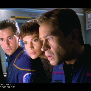 Evan English Jolene Blalock  Connor Trinneer on Star Trek Enterprise Season 4 episode entitled Catwalk