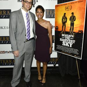 Director Aron Gaudet and Gita Pullapilly at the Beneath The Harvest Sky  Terra Chips party at the Toronto International Film Festival