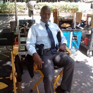 On the set of Burn Notice shooting in downtown Miami