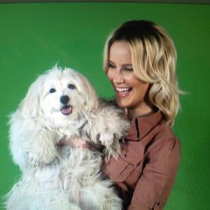 Danika Quinn on set of Falco K9 Academy TV with her dog Cupcake