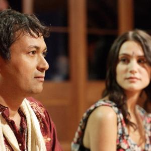 Chayan Sarkar as Rishi and Natalie Hoflin As Natalie Blair in the role of Safia in a scene from The Sleeping Warrior