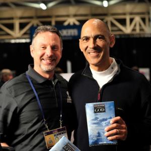 Jess Stainbrook, Creativ e Director for 1615 with NBC Sports Commentator and Super Bowl winning coach Tony Dungy at Super Bowl 47 in New Orleans, 2013.