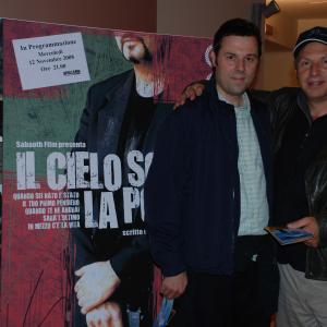Jess Stainbrook with Italian Director Sergio Mascheroni premiering a new film at the Milan International Film Festival