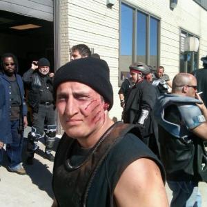 Rance Martin Logan Fry Joe Kras foreground and Kyle Alton Raiders in Zombie Apocalypse Redemption shot in Detroit MI