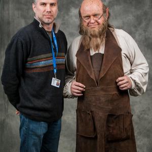 Tinker Logan with Greg Funk makeup artist on the set of Oz The Great and Powerful