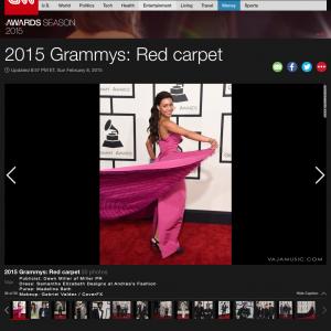 Recording artist Vaja featured on CNN attending The 57th Annual GRAMMY Awards at the STAPLES Center on February 8, 2015 in Los Angeles, California.