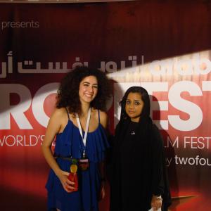 Dana with Emirati Director Nayla Khaja, after Dana won 