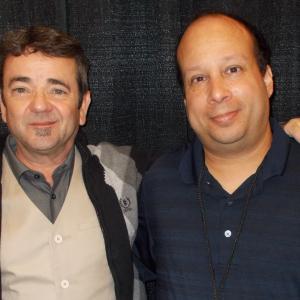 Michael J Tomaso and John Franklin who played Isaac in Children of the Corn in 1984 pose for a photo at Spooky Empire in Orlando FL in October 2014