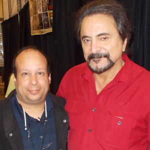 Michael J. Tomaso and special effects make-up artist, Tom Savini pose for a photo at Spooky Empire in October, 2014.