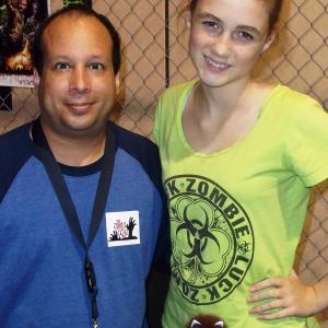 'Undead' veterans Michael J. Tomaso ('Football Player Zombie' in 'Day of the Dead') and Madison Lintz ('Sophia' in Seasons 1 & 2 of 'The Walking Dead') pose for a photo.