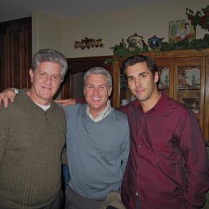 Sam McMurray, Stewart Scott & Jordan Bridges on the set of 'A Thanksgiving Engagement