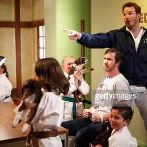 Burt Macklin Chris Pratt and Puppy Hating Dan Andrew Burlinson on Parks and Recreation NBC