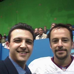 William Lucas with Gil Bellows on the set of Second String