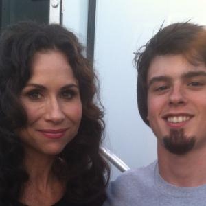 Austin with Minnie Driver on the set of About a Boy