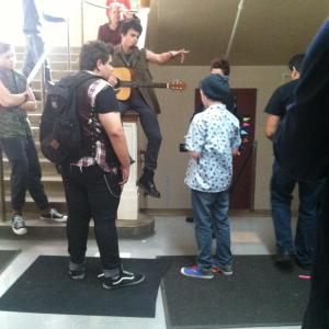 Austin as Viper on the set of About a Boy